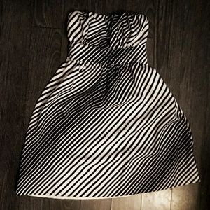 The Limited Striped Strapless Silk Dress
